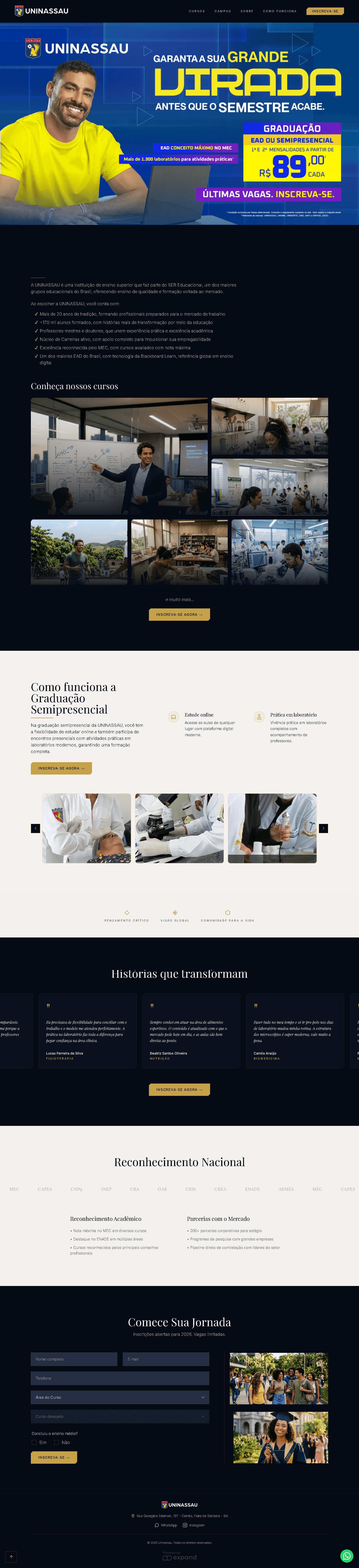 Landing page de ensino superior